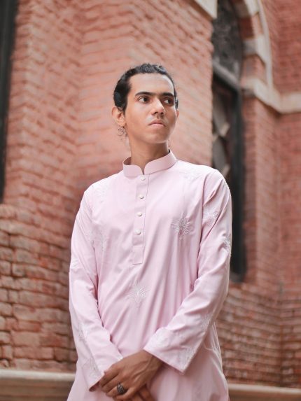 Pastel Pink Embroidered Panjabi